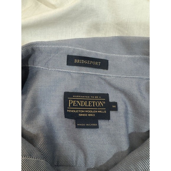 Pendleton Bridgeport Men's Button Up 100% Cotton Blue Pin Stripe Medium - Picture 9 of 10